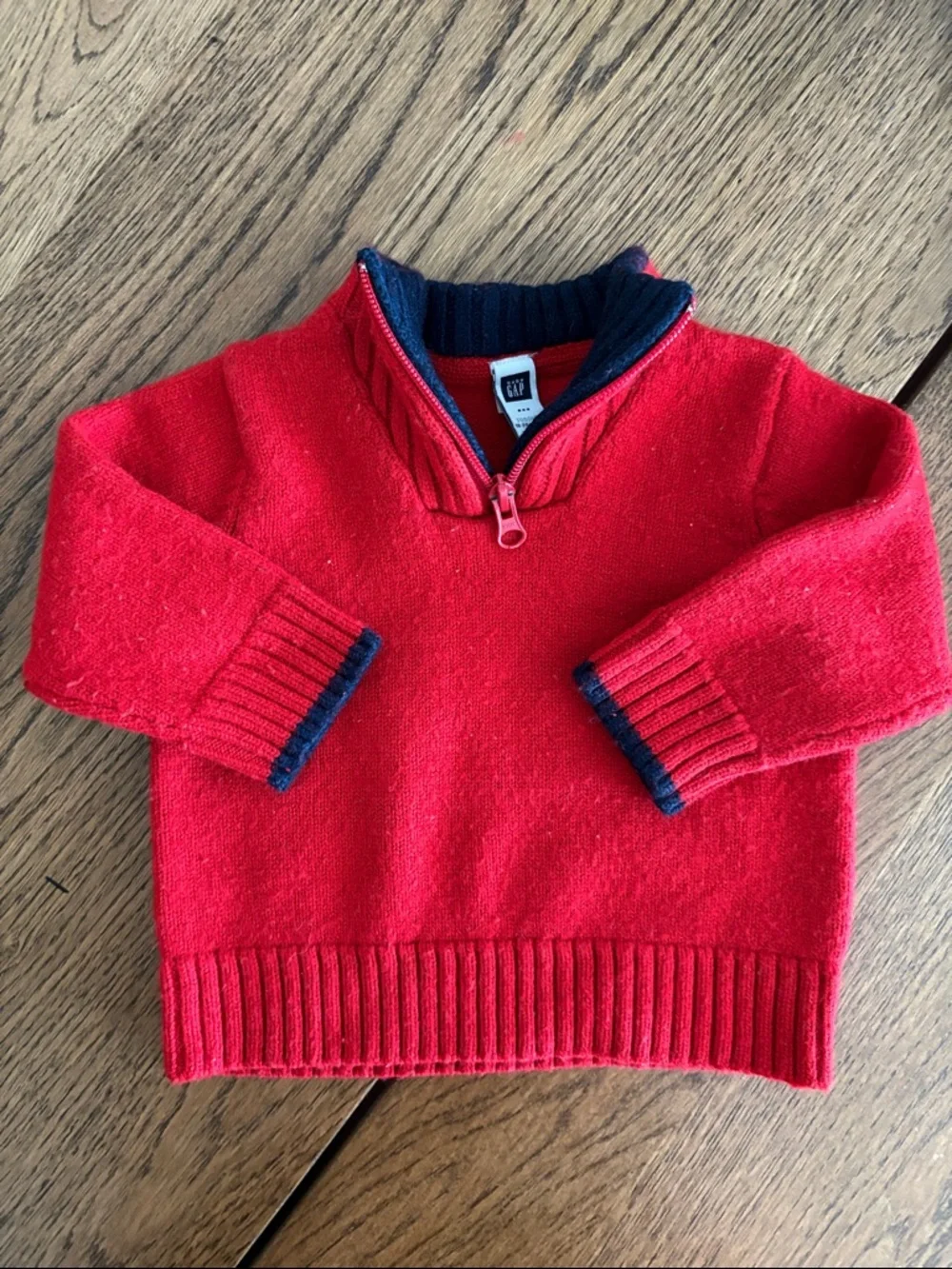 VINTAGE 2005 Baby GAP Factory Red 1/4 Zip Wool Blend Sweater